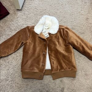 NWT first impressions Brown Corduroy Jacket with White Fleece Lining